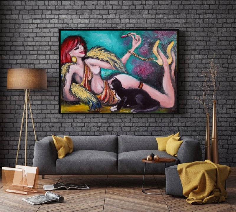 Sprzedam obraz olejny Kobieta z Kotem - 01 Sprzedam obraz olejny Kobieta z Kotem - 01