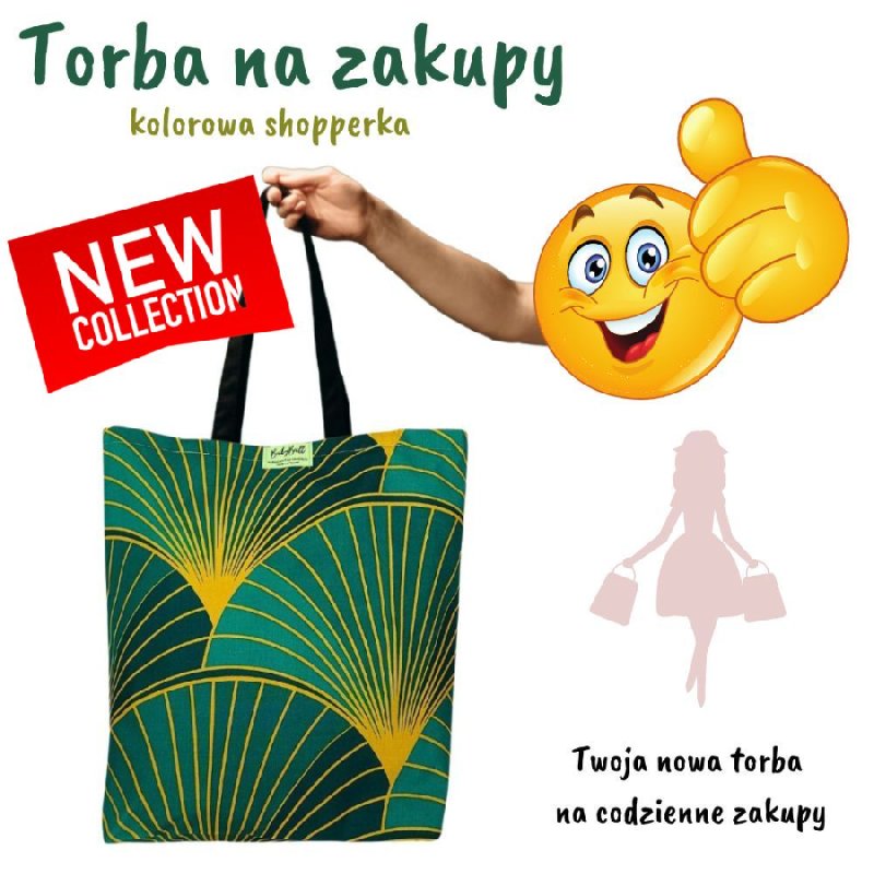 Torba na zakupy bawełniana kolorowa duża zielona - 02 Torba na zakupy bawełniana kolorowa duża zielona - 02