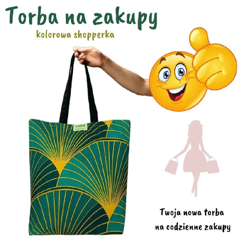 Torba na zakupy bawełniana kolorowa duża zielona