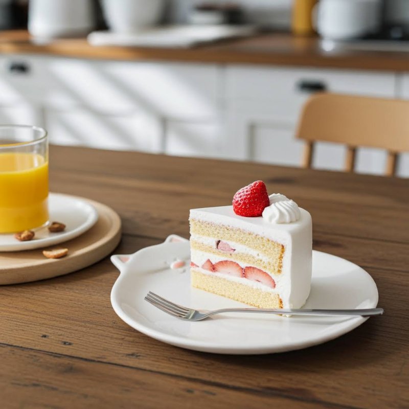 Biały talerzyk deserowy kot Rękodzieło od Lamabo - 01