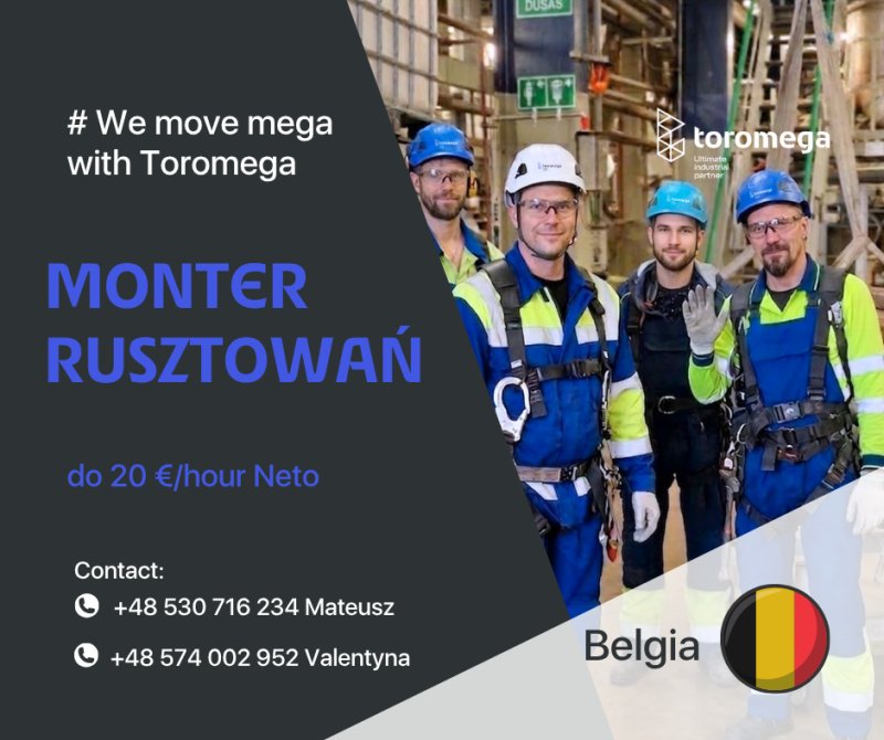 Monter rusztowań praca przy projekcie w Belgii